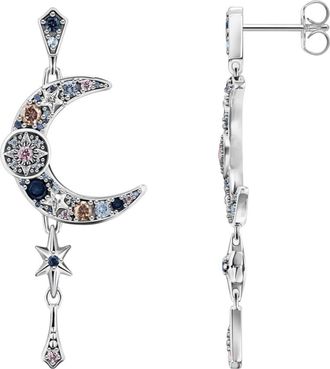 Thomas Sabo Thomas Sabo, Accessoires, Dames, Grijs, ONE Size, Damesoorbellen Maan met Stenen Sterling Zilver H2200-945-7