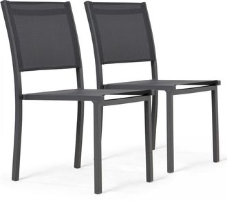 Oviala Lote de 2 sillas de jardín de aluminio y textileno gris