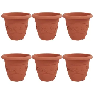 vidaXL Maceta Redonda Para Flores 6 Pcs Rojo Ladrillo &Oslash; 39 X 32 Cm Vidaxl
