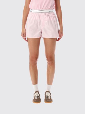 Sporty & Rich Pantaloncini a righe in cotone con vita elasticizzata logata