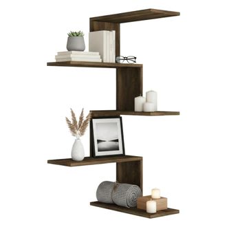 Dmora Estanter&iacute;a Galatea, Estante, Estante De Pared, Estanter&iacute;as Multiusos, 52x30h109 Cm, Nuez, Con Embalaje Reforzado - Dmora