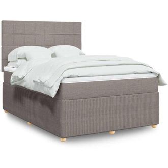 vidaXL Vidaxl - Cama Box Spring Con Colch&oacute;n Tela Gris Taupe 140x190 Cm