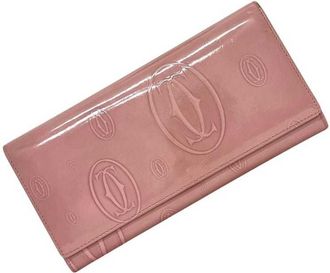 Cartier Happy Birthday Pink Leather Long Wallet (Bi-Fold) (Pre-Owned)