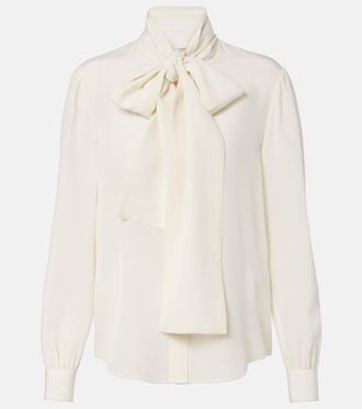 Saint Laurent Blusa in seta con fiocco