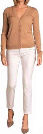 N&deg;21 Long Sleeve V-Neck Cardigan In Mouline