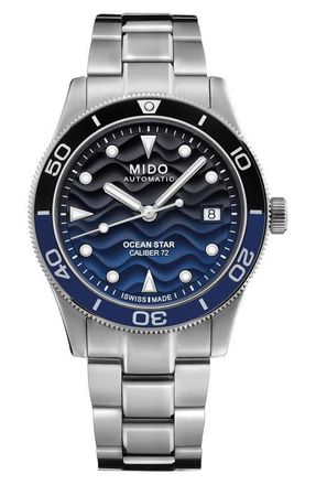 Mido Ocean Star Captain Automatic Bracelet Watch, 39mm in Blue Gradient at Nordstrom