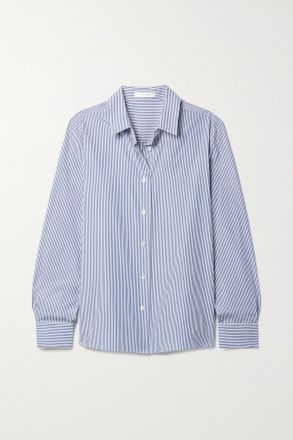 The Row Camicia In Popeline Di Cotone A Righe Sadie - Blu
