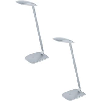 Loops 2 PACK Table Desk Lamp Colour Silver Touch On/Off Dimming LED 4.5W Included in Metallics