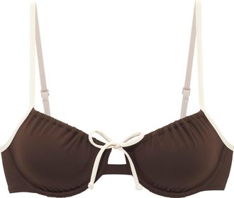 Copenhagen B&uuml;gel-Bikini-Top COPENHAGEN STUDIOS Emma, Damen, Gr. 40, Cup F, braun (chocolate), Recycling-Polyamid, Bikini-Oberteile B&uuml;gel-Bikini-Top, mit Kontrast