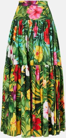 Dolce & Gabbana Floral tiered cotton maxi skirt