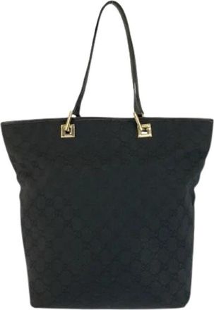 Gucci Pre-owned GG Canvas Leren Tote Bag - Dames - Vintage Shopper - Zwart - ONE Size - Leer - Vintage