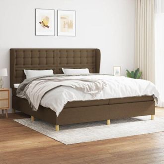 vidaXL Vidaxl - Cama Box Spring Con Colch&oacute;n Tela Marr&oacute;n Oscuro 200x200 Cm