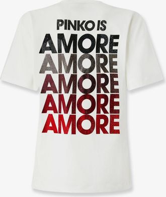 Pinko Womens Cotton T-Shirt With Logo White T-Shirts & Jerseys