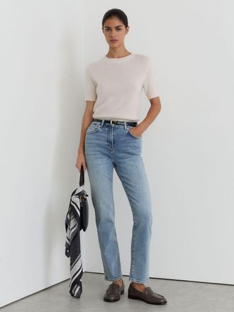 Reiss Light Blue Slim-leg Mid-rise Jeans, 25L