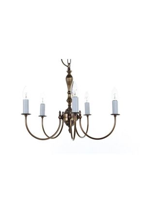 Netlighting Solar Antique Brass 5 Arm Chandelier in Yellow