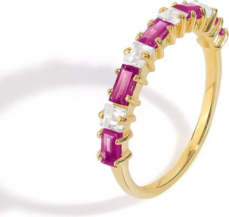 Tiramisu 14K Gold Plated Over 925 Sterling Silver Regal Rhythm Garnet Ring