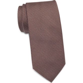 Nordstrom Crandon Micro Jacquard Organic Cotton & Cashmere Tie in Cognac at Nordstrom Rack