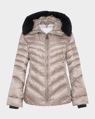 Gorski Down Apres-Ski Jacket with Detachable Toscana Lamb Hood Trim