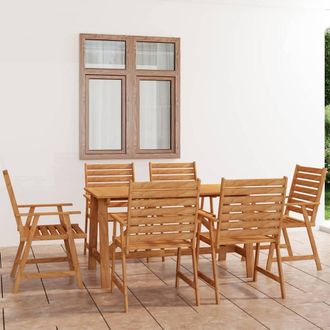 Berkfield Home 7 Piece Garden Dining Set Solid Acacia Wood in Brown
