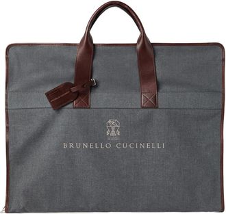 Brunello Cucinelli Borsa porta abiti con finiture in pelle - Grigio