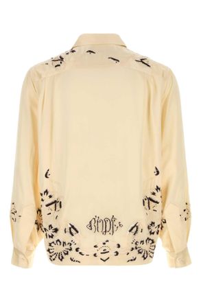 Bode Mens Cream Satin Phantasm Shirt Ecru Exterior: Silk Camicie