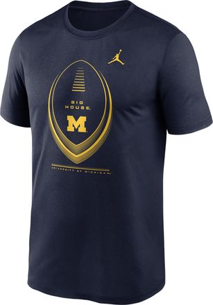 Nike Jordan Mens Michigan Primetime Football Icon Legend Jordan Brand Dri-FIT College T-Shirt in Blue | NKGK41SMWN-BE2