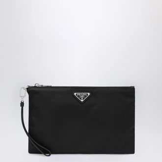 Prada Black Re-Nylon and Saffiano Pouch