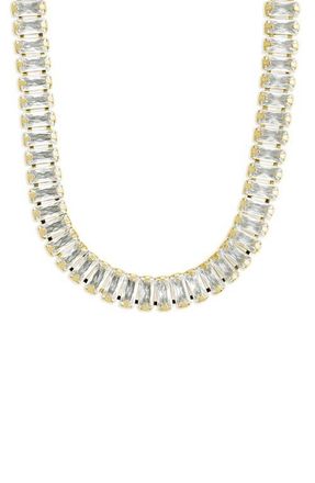Sterling Forever Tapered Baguette Cut Cubic Zirconia Tennis Necklace in Gold at Nordstrom