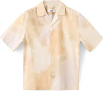 Mango Abstract Print Short Sleeve Button-Up Shirt in Vanilla at Nordstrom, Size Xx-Large