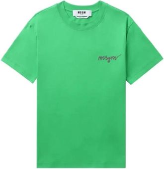 Msgm Groene katoenen T-shirt voor vrouwen - Heren - T-shirts - Groen - XS - Katoen - Tops