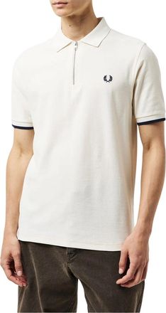 Fred Perry Heren Ritssluiting Polo Shirt (Ecru/Zwart)