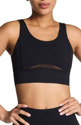 Spanx Meshery Longline Sports Bra in Very Black at Nordstrom, Size X-Large