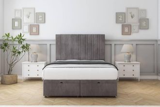 Comfort Beds Lorenzo Naples Ottoman Bed Base-26 Strutted Headboard in Grey | Size: Super King