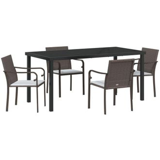 vidaXL Conjunto De Comedor De Jard&iacute;n 5 Pcs Marr&oacute;n Polirat&aacute;n Vidaxl
