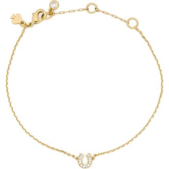 Kate Spade New York pav&eacute; horseshoe charm bracelet in Clear/Gold at Nordstrom