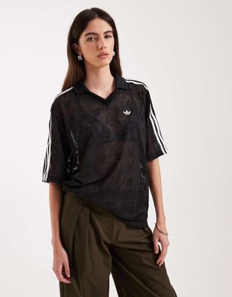 adidas Originals Maglia da calcio nera in pizzo-Nero