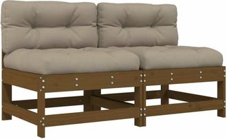 vidaXL Vidaxl - Sof&aacute;s Centrales Con Cojines 2 Uds Madera De Pino Marr&oacute;n Miel