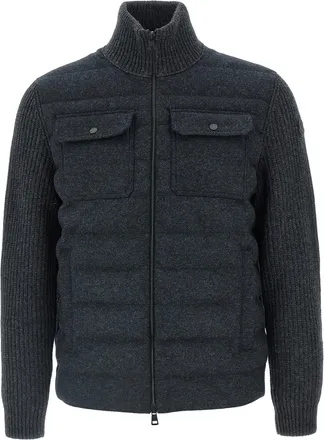 Moncler Padded Cardigan Maglioni Grigio-Uomo
