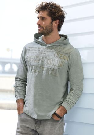 John Devin Kapuzenshirt JOHN DEVIN, Herren, Gr. XXL, gr&uuml;n (salbei bedruckt), Slub, Obermaterial: 100% Baumwolle, bedruckt, regular fit, Rundhals, abgesteppte Kan