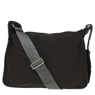 Prada Vintage, unisex, Bruin, ONE Size, Nylon, Pre-owned Vintage Nylon Cross Body Bag