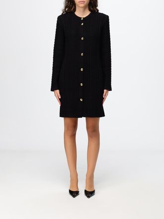 Twinset Long-Sleeved Viscose Knit Mini Dress with Padded Shoulders