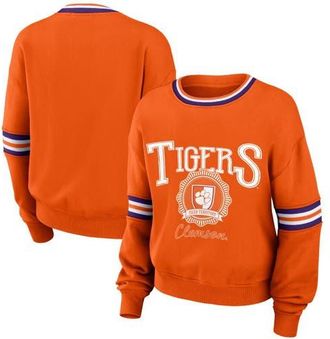 WEAR by Erin Andrews Womens WEAR by Erin Andrews Orange Clemson Tigers Vintage Pullover Sweatshirt at Nordstrom, Size Xx-Large