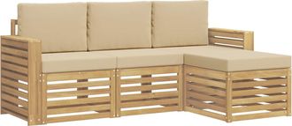 vidaXL Conjunto De Sof&aacute;s De Exterior 4 Uds. Y Beige Poli&eacute;ster Vidaxl