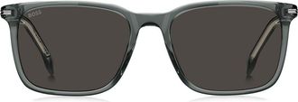 BOSS 55mm Rectangular Sunglasses in Grey Crystal/Grey at Nordstrom