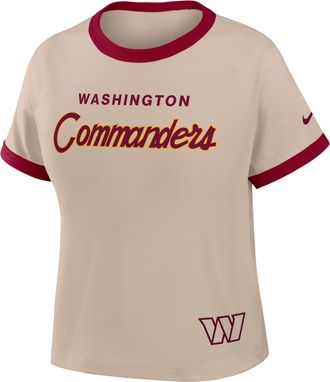 Nike Washington Commanders Rewind Ringer Mod Nike Womens NFL Cropped T-Shirt in Brown | 04N90J2N9E-X5Q