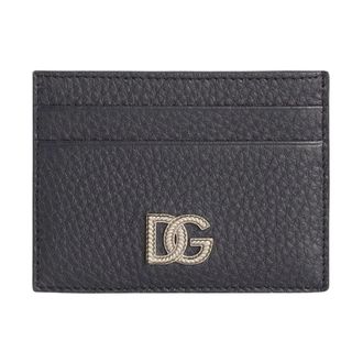 Dolce & Gabbana Accessoires, Heren, Blauw, ONE Size, Leer, DG Logo Leren Kaarthouder