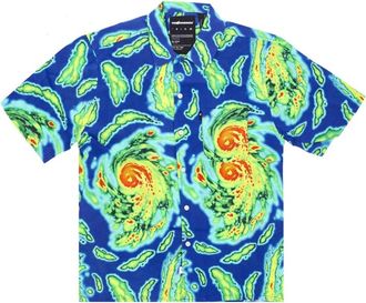 The Hundreds Nature Woven Short Sleeve Shirt - Heren - Korte mouwen Overhemden - Blauw - XL - Rayon - Overhemden