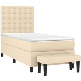 vidaXL Vidaxl - Cama Box Spring Con Colch&oacute;n Tela Color Crema 90x190 Cm