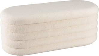 Macabane Banqueta de tejido de rizo crudo con espacio de almacenamiento