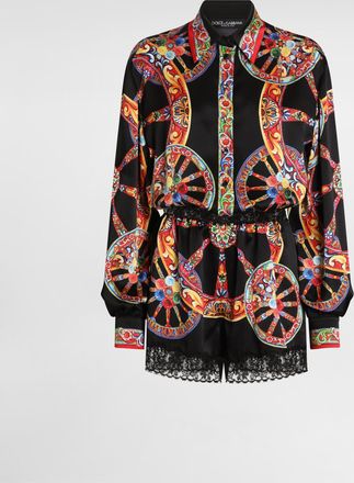 Dolce & Gabbana Carretto-print Satin Jumpsuit - Woman Dresses Multicolor 36
